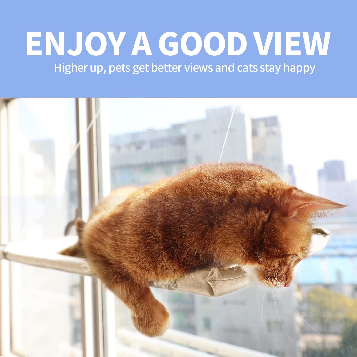 All For Paws Percha de ventana para gatos de interior, hamaca para gatos que ahorra espacio para ventana, muebles colgantes para gatos, cama con