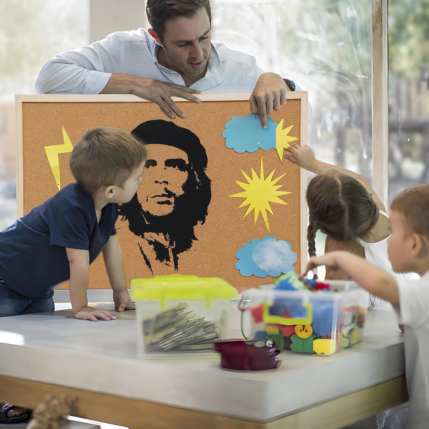 Tableros de corcho Che Guevara de 16 x 24 pulgadas para paredes con marco, 1 paquete de boletines pequeños con marco de madera, tablero decorativo