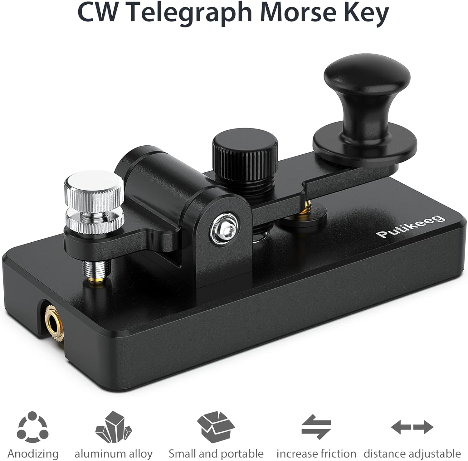 Clásico Mini Código Morse Llave de Telégrafo Llave de Paleta Única Aleación de Aluminio Mini-Key Finger CW Llave Recta Portátil Clave de Práctica –