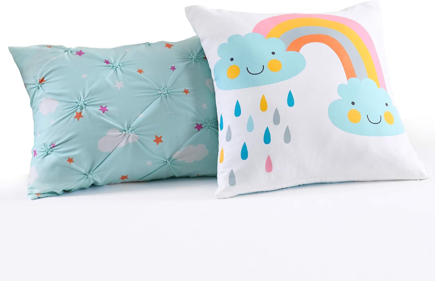 Lush Decor – Juego de 5 piezas de edredón de unicornio con corazón para niños, tamaño matrimonialqueen, azul marino, incluye edredón reversible, 2