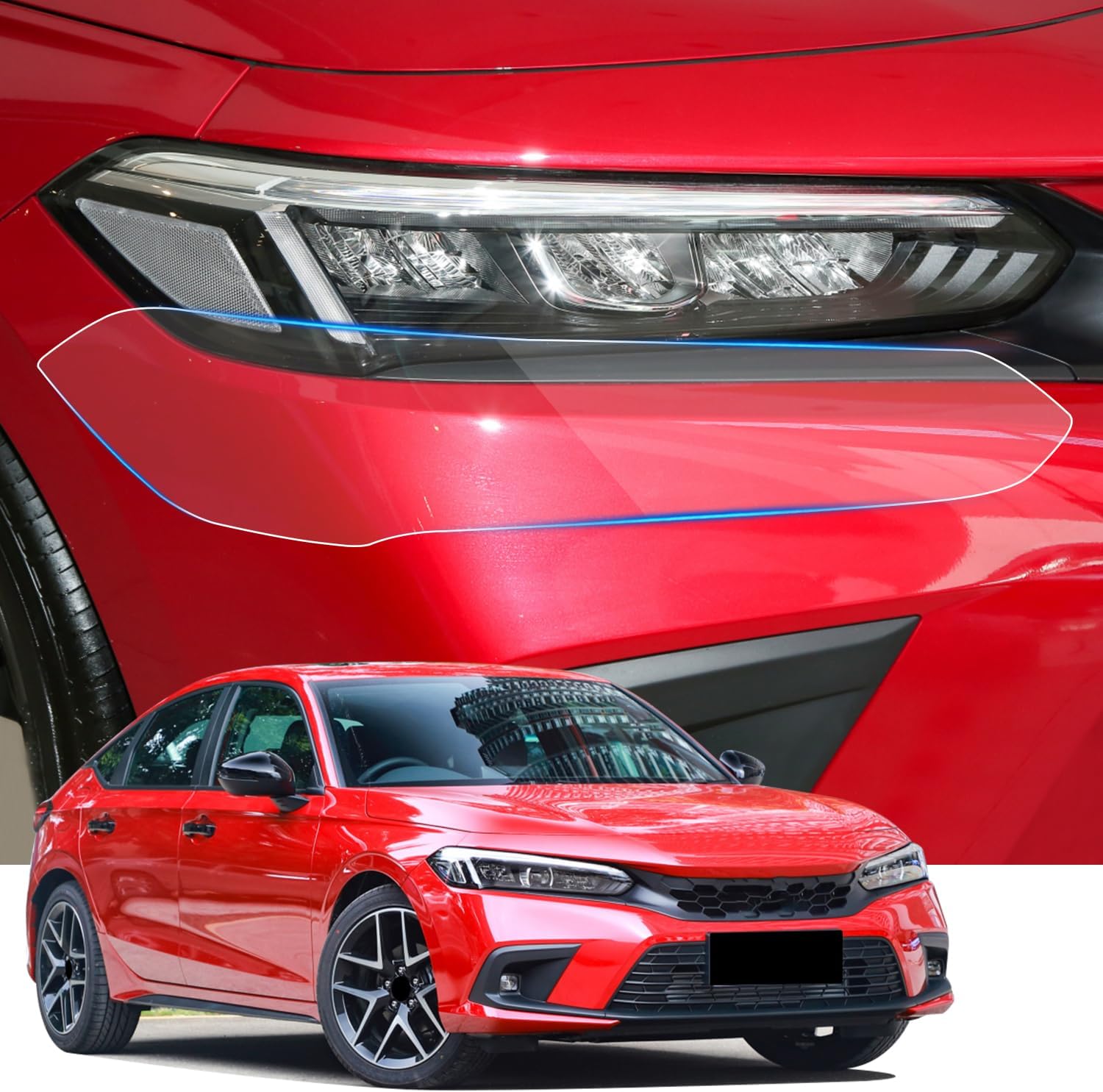 LUNQIN Película protectora de faros delanteros de automóvil para Honda Civic 2022-2024 de 11 generación, accesorios de automóvil, decoración