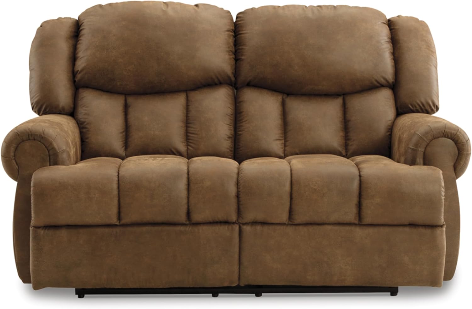 Signature Design by Ashley Boothbay Classic – Sofá biplaza reclinable manual de piel sintética, color marrón oscuro