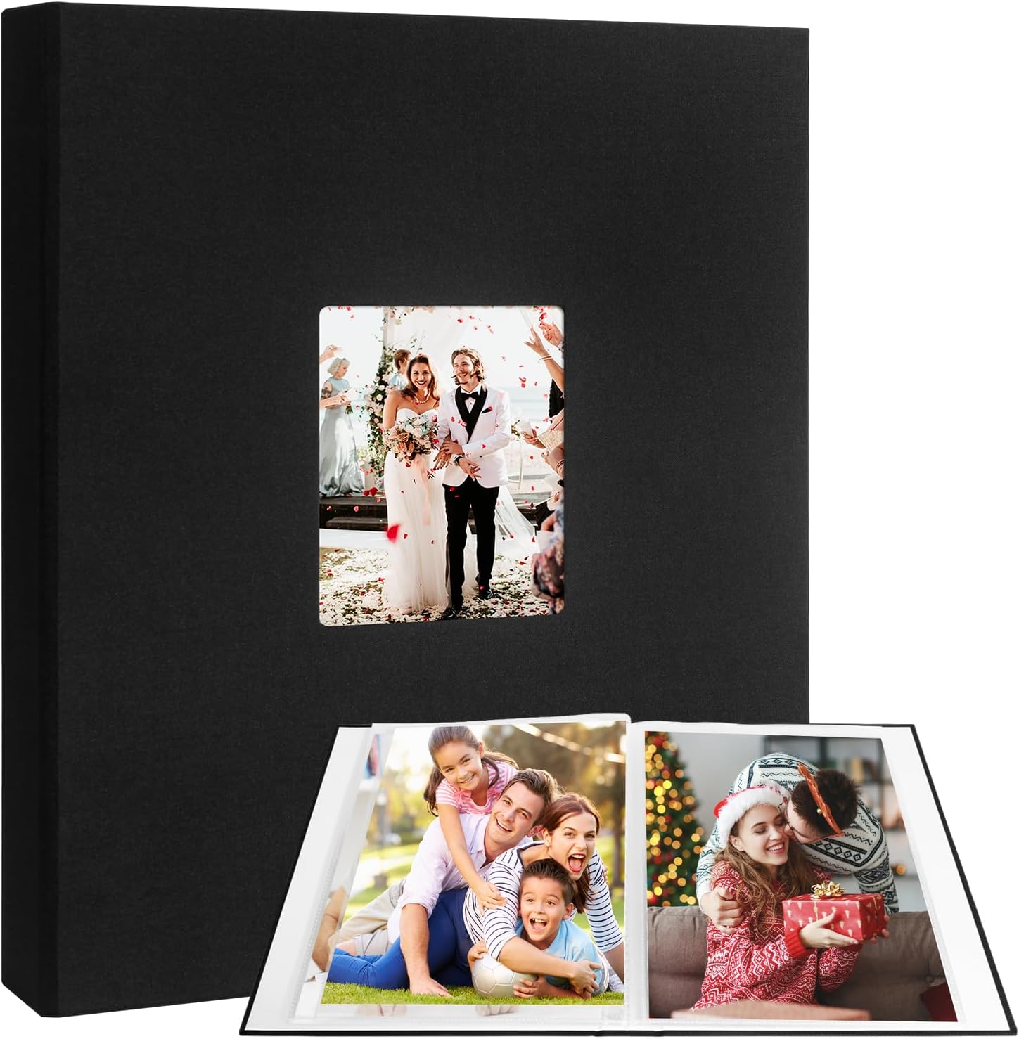 Aevdor Álbum de fotos de 11 x 14 pulgadas con capacidad para 64 fotos, portafolio de arte con cubierta de lino de 11 x 14 pulgadas, carpeta de arte