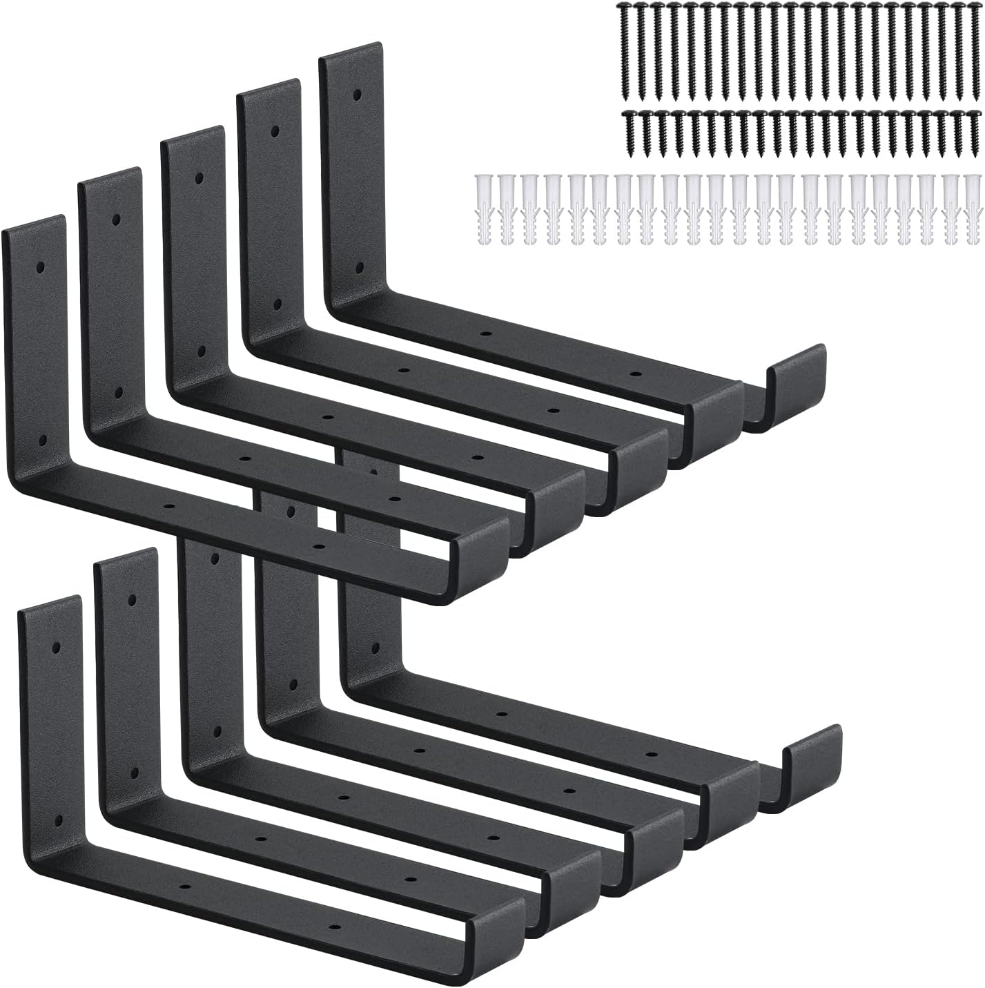 Paquete de 10 soportes de estante en J resistentes con labio, soportes flotantes montados en la pared de 9 pulgadas para soportes de estantes