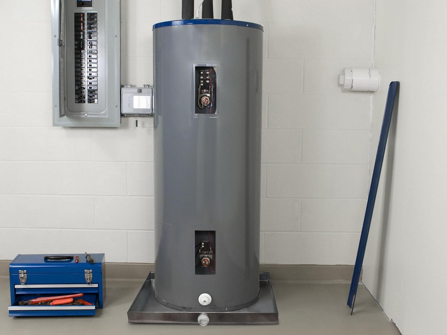 Bandeja de drenaje galvanizada 26GA con conector y orificio sin óxido, hecha para calentador de agua eléctrico y unidades de aire acondicionado,