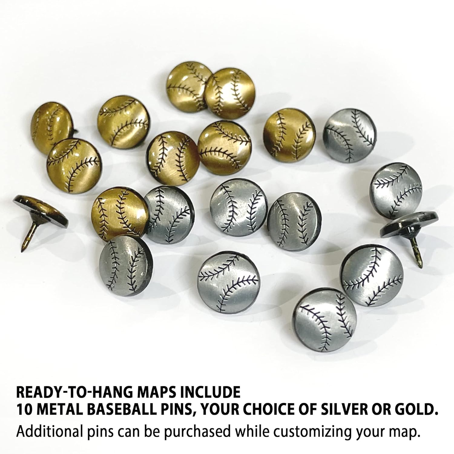 Holy Cow Canvas Personalized Canvas Baseball Stadium Map Tracker with Pins Includes Push Pins, Baseball Parks Bucket List, Customized Baseball Gift