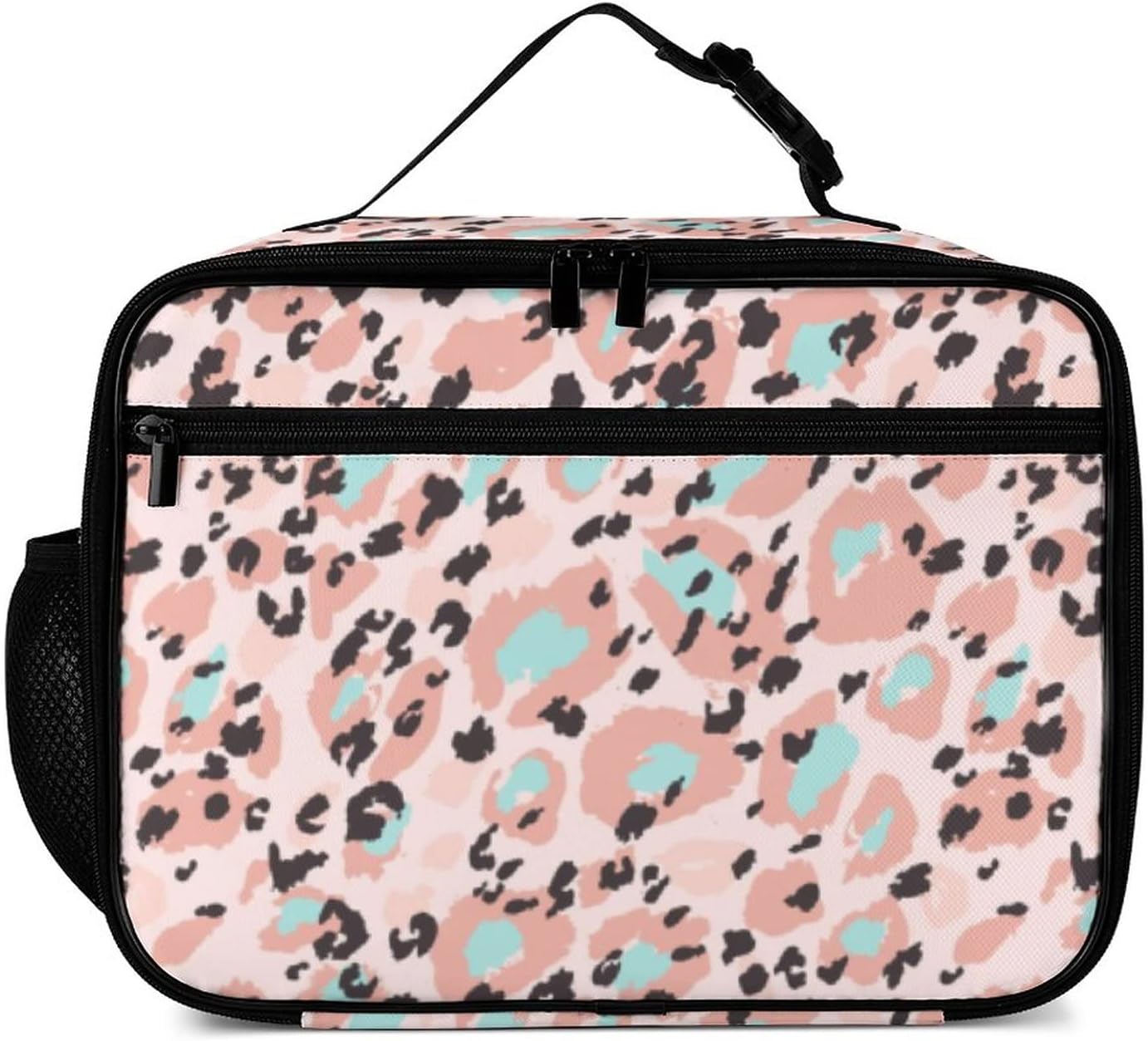 Muishi Lonchera reutilizable con diseño de rosetas de leopardo, bolsa de almuerzo aislada, lonchera para comida y alimentos, bolsa de mano para