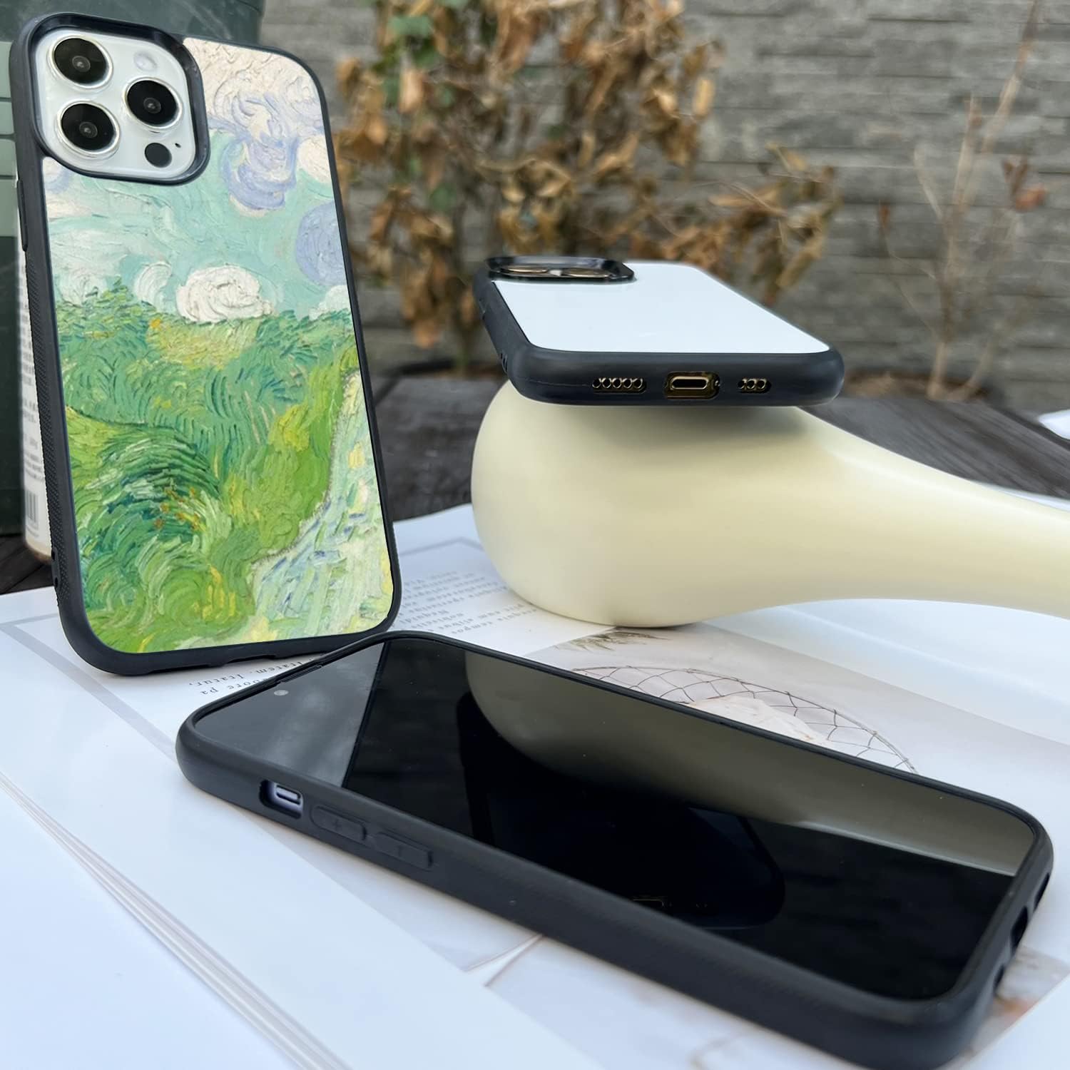 JUSTRY 5 juegos de fundas para teléfono de sublimación a granel compatibles con Apple iPhone 15 Pro Max, 6.7 pulgadas (2023), 2 en 1 de goma suave
