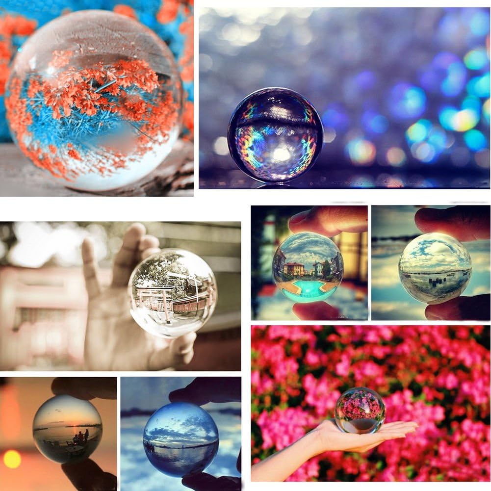 Yosoo Bola curativa de cristal mágico asiático rara decoración de arte esfera orbe 1.575 in con base de soporte (transparente)