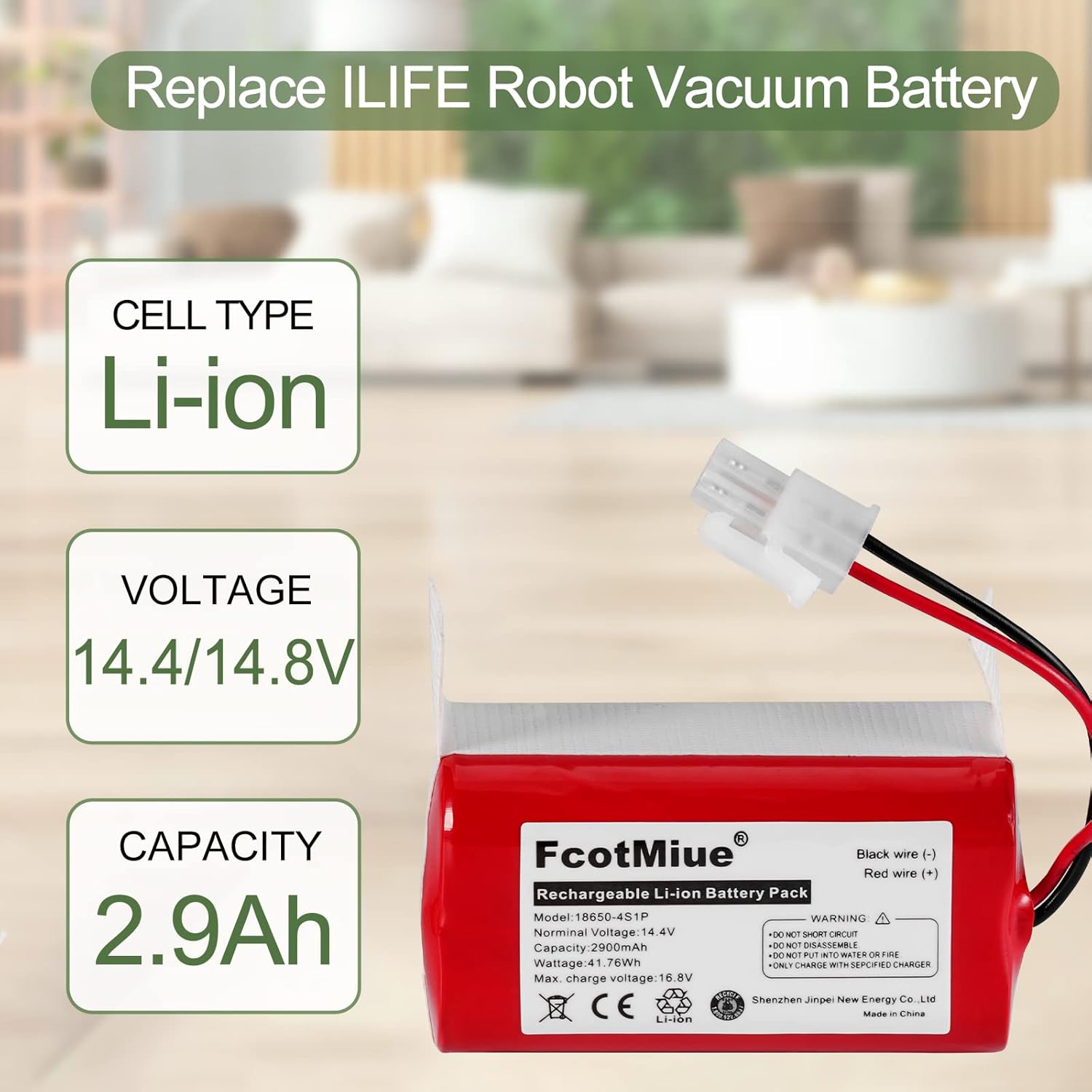 FcotMiue Batería de repuesto PX-B020 para ILIFE A4S, A4S Pro, A6, A7, A8, A9, V5, V5S, V7, V7s, V7s Plus, W400, baterías de litio de repuesto, 14.4V