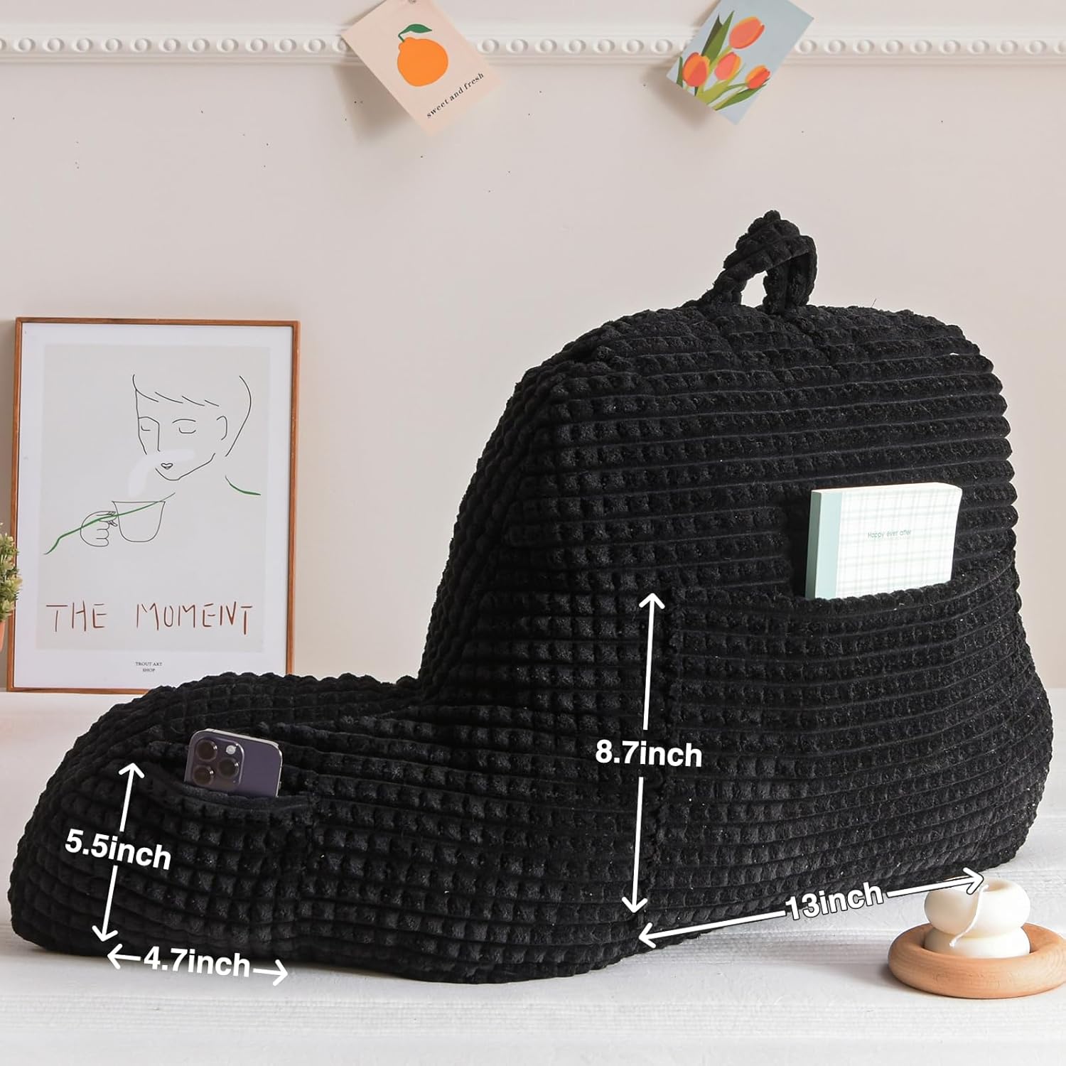 A Nice Night Almohada de lectura para cama de cuña grande para adultos y niños, respaldo con brazos para sentarse en la camasofá para descansar en