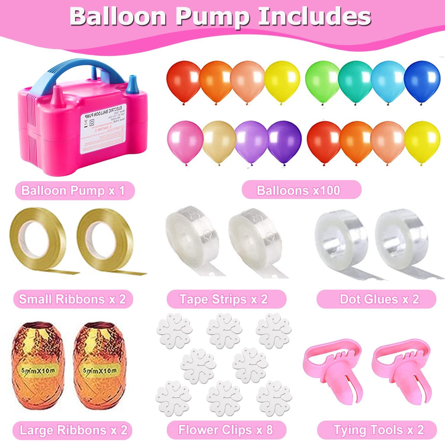 Bomba eléctrica de globo de aire, portátil de 110 V 600 W, doble boquilla, inflador eléctrico para decoración de fiestas con globos, herramienta de