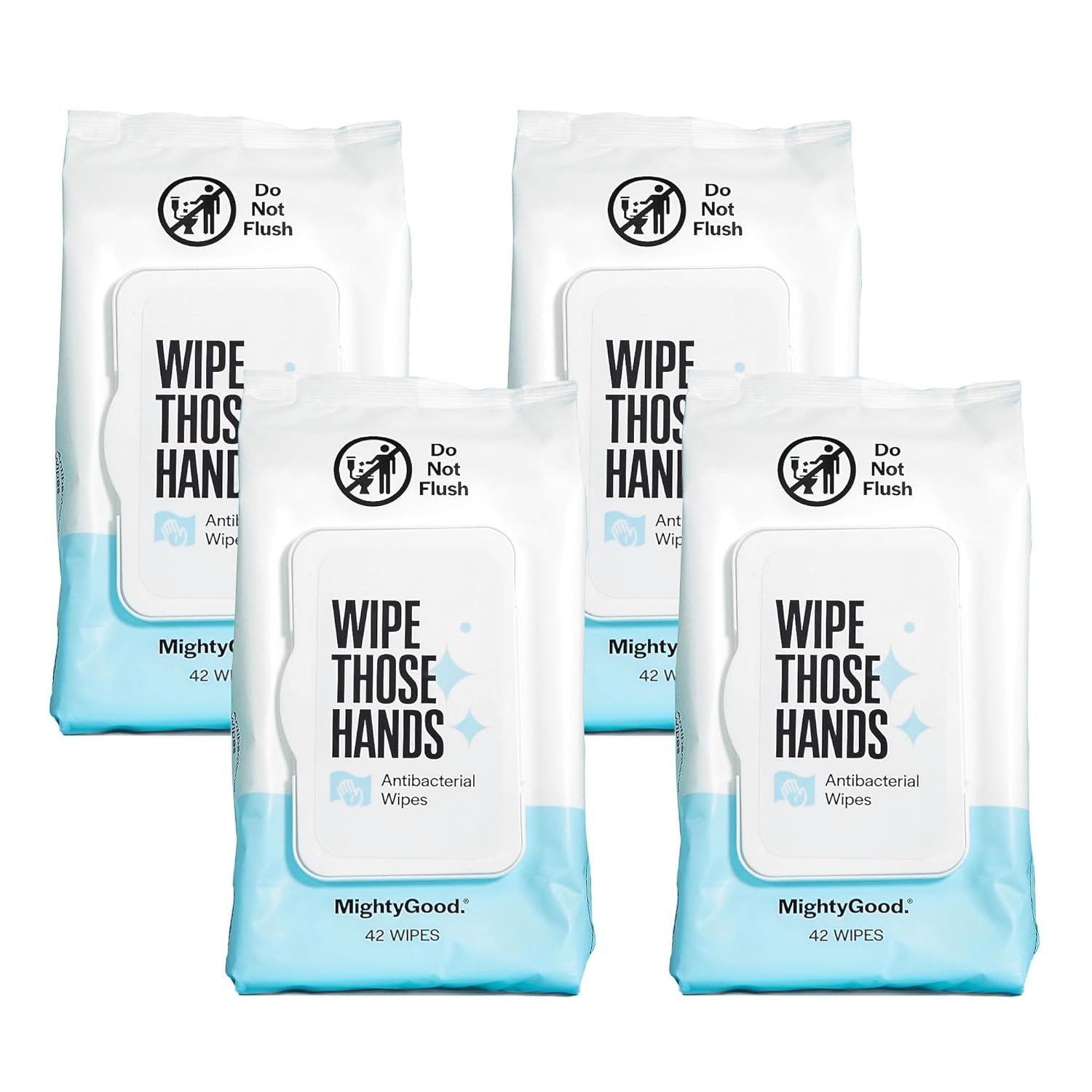 Wipe Those Hands – 168 toallitas sin alcohol (4 unidades, 42 toallitas cada una)