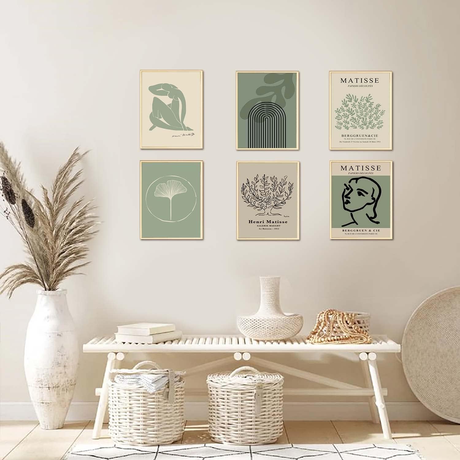 znxuey Matisse – Pósters artísticos para pared, decoración verde salvia, arte abstracto de Matisse, pósteres minimalistas bohemios, impresiones