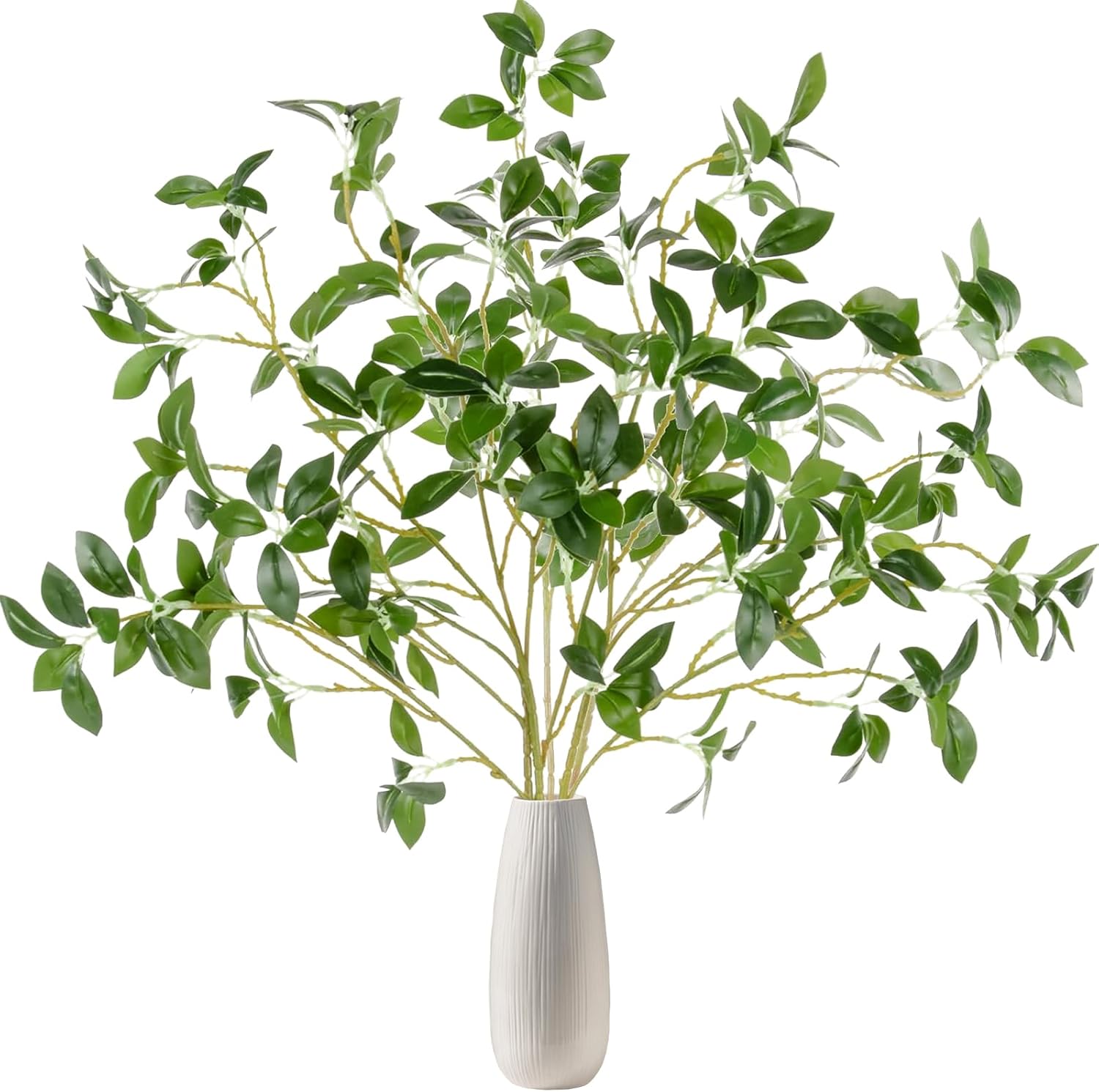 Tuxiaobu Plantas artificiales de 28 pulgadas, tallos de banyan verdes, ramitas de ficus falsas, tallos largos para bodas, fiestas, arreglos