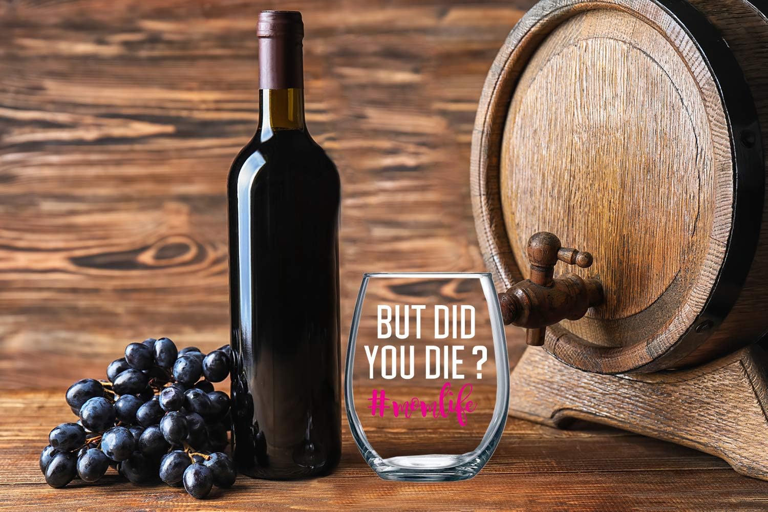 Vaso de vino de cristal sin tallo #Momlife de 15 onzas  Regalos humorísticos para las nuevas mamás, regalo para el primer día de la madre, divertido