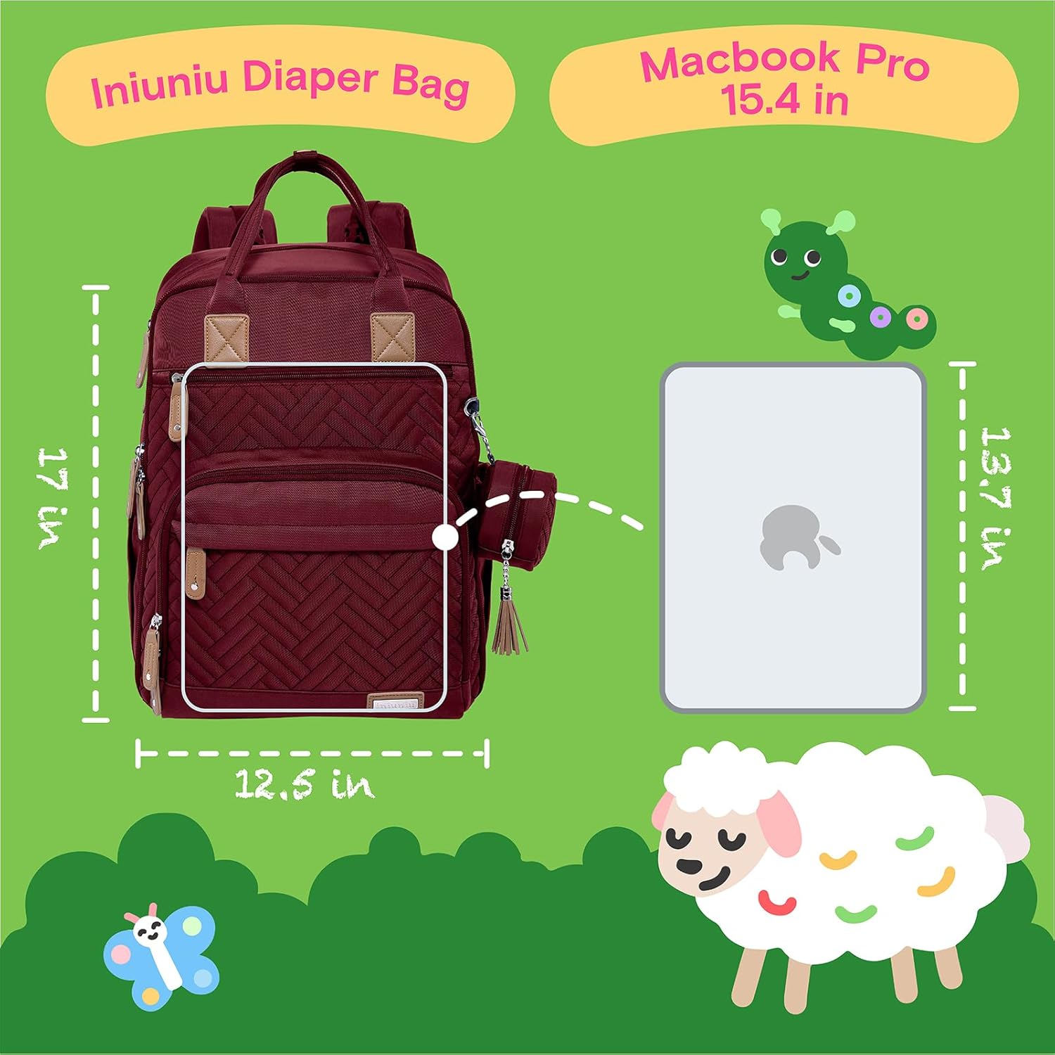 iniuniu Mochila para pañales, kit 4 en 1, bolsas de bebé unisex grandes para niños y niñas, mochila de viaje impermeable con bolsa para pañales,