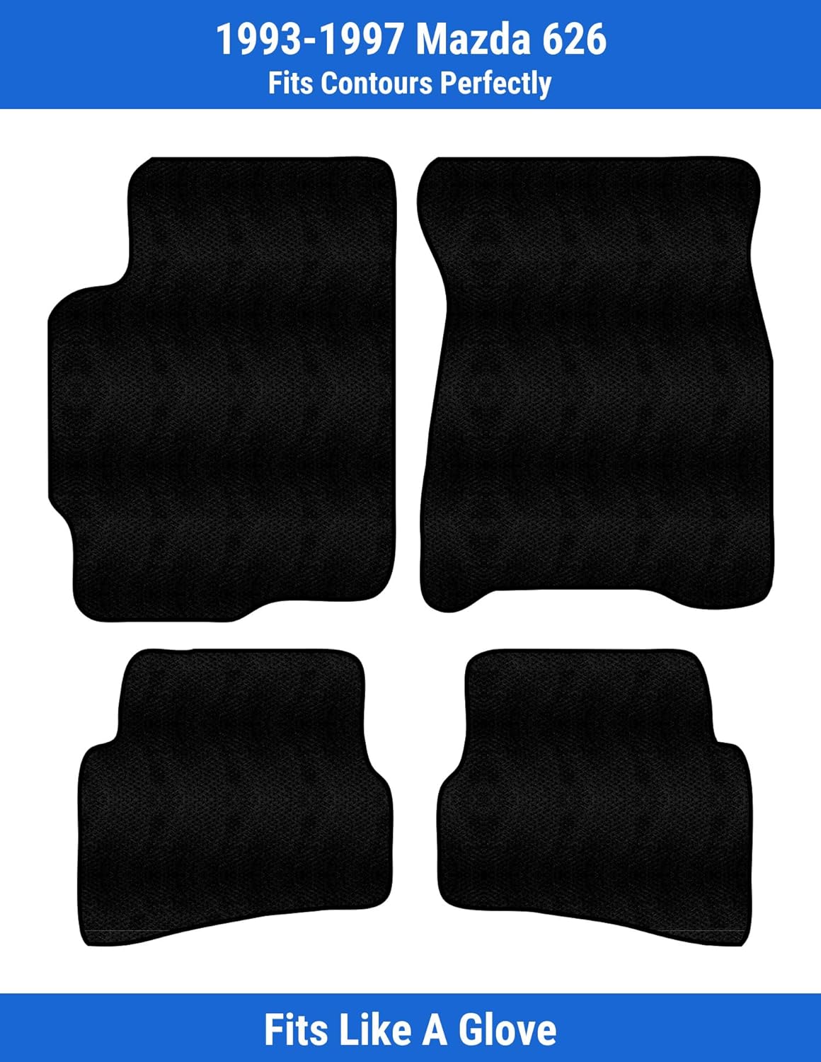 Alfombrillas delanteras y traseras de ajuste personalizado, color negro, compatibles con Mazda 626 1997 1996 1995 1994 1993