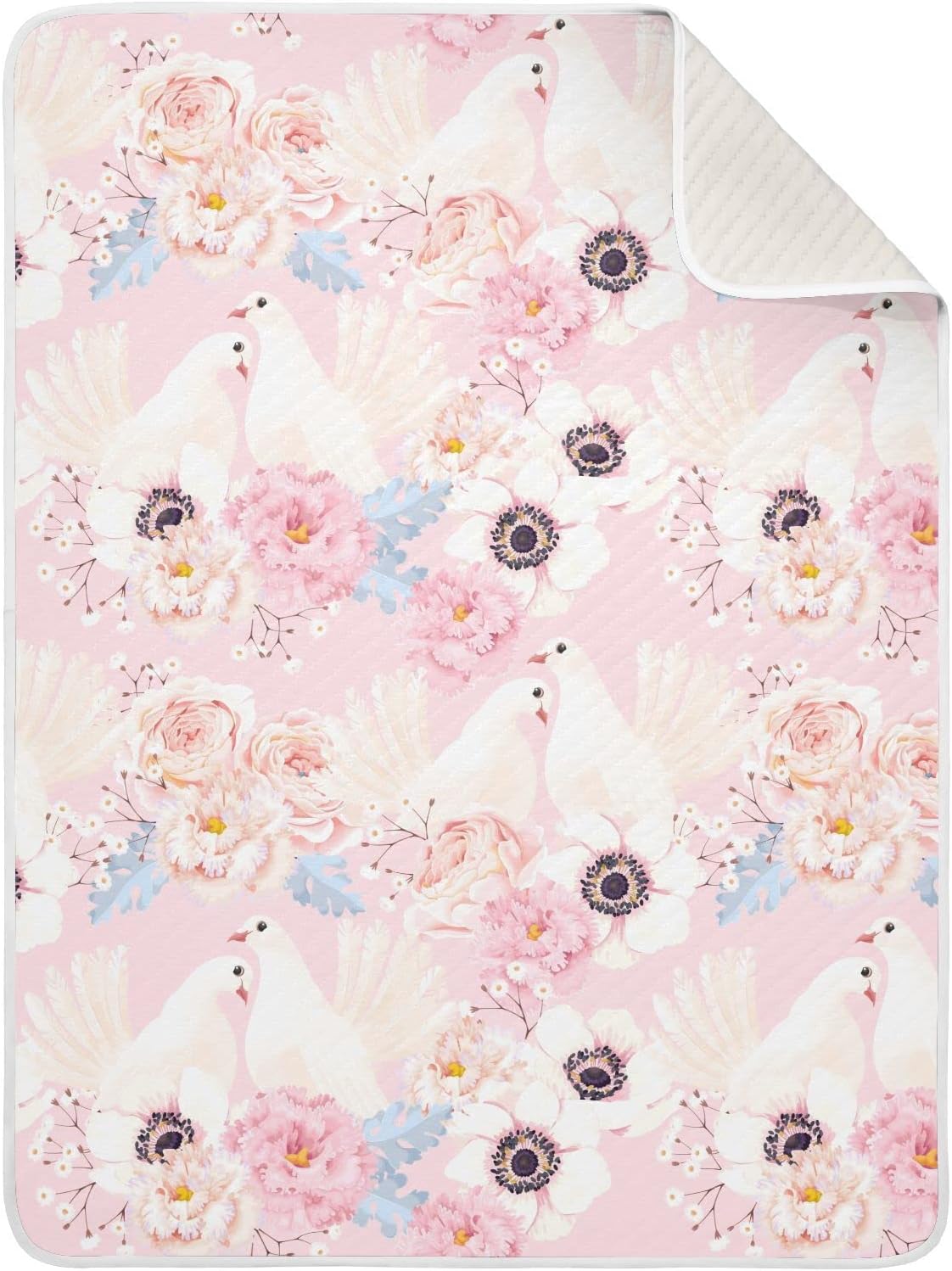 xigua Mantas de bebé de flores y palomas para niños y niñas, 30 x 40 pulgadas, manta súper suave para recién nacido, manta de doble capa para cuna,