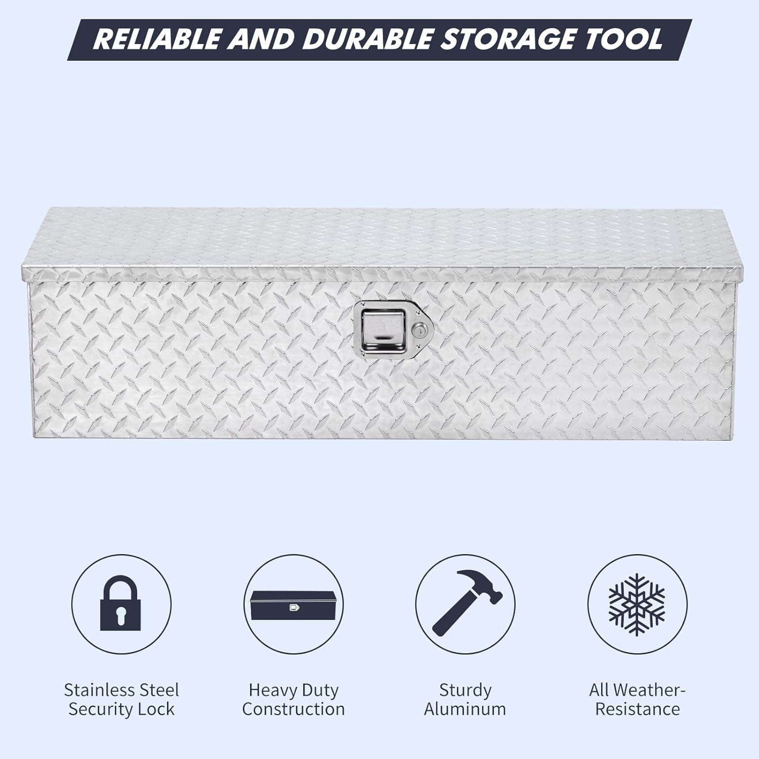 GAOMON Caja de herramientas para caja de camión de 39 pulgadas, de aluminio resistente con estante deslizante, caja de herramientas de placa de