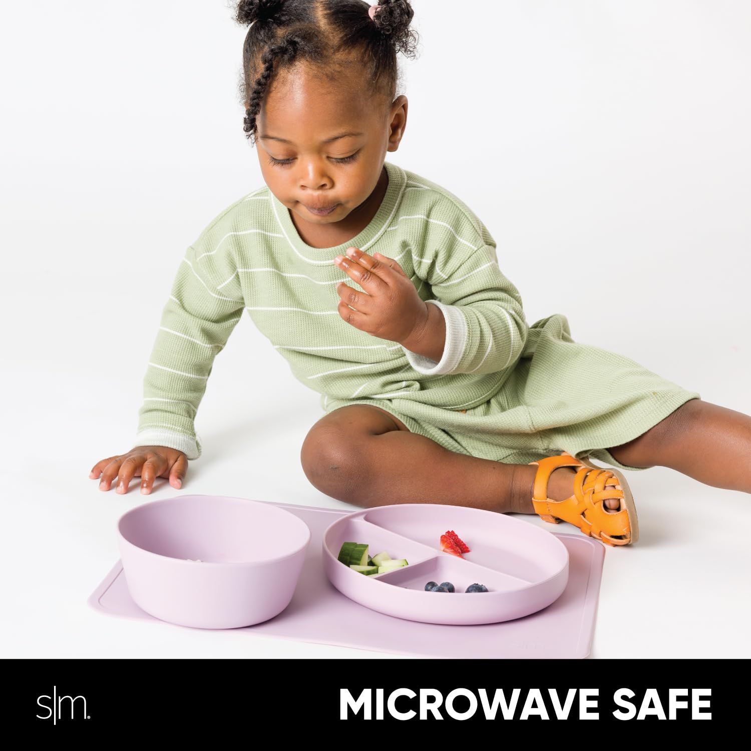 Simple Modern Plato de silicona para bebés y niños pequeños  Platos divididos y aptos para microondas para niños  Colección Parker  Lavender Mist