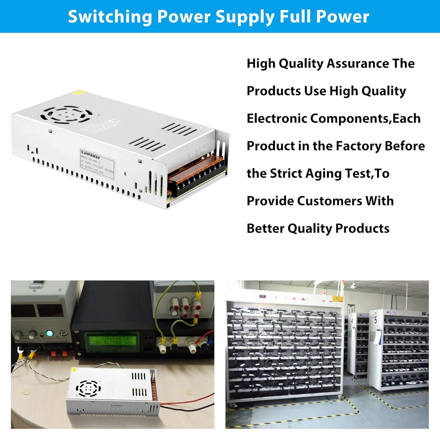 Fuente de alimentación conmutada, SJHPRMXF AC 110V220V a DC 12V 30A 360W Universal Regulated Power Supply Transformer Adapter LED Driver para tira
