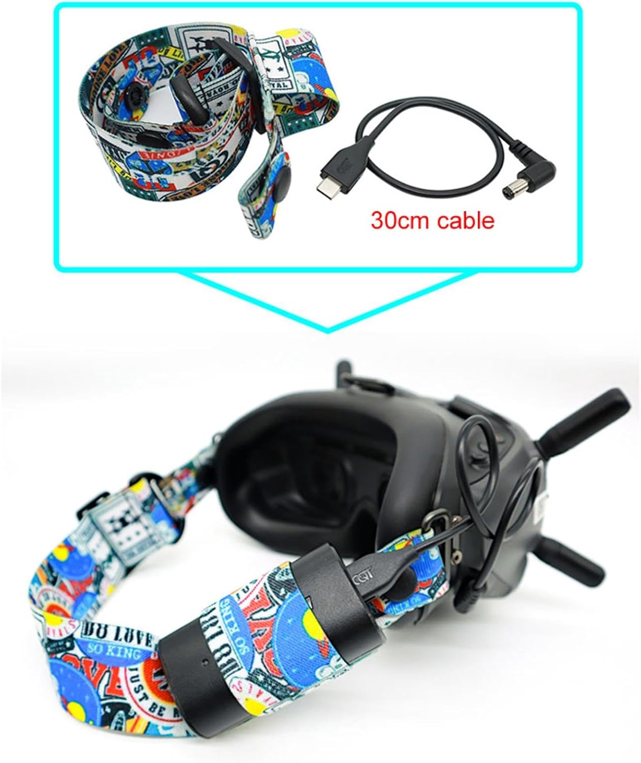 ZEZEFUFU Correa de cabeza ajustable para DJI FPV gafas V2 accesorios graffiti colorido diadema correa fija