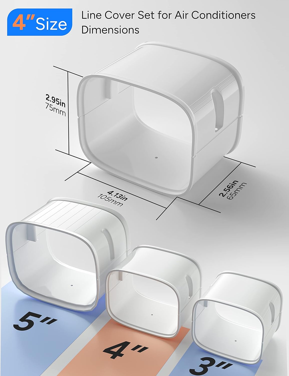 Toutgood Kit de cubierta de conector de acoplador de 4 pulgadas, accesorios para acondicionadores de aire sin conductos y bombas de calor, PP