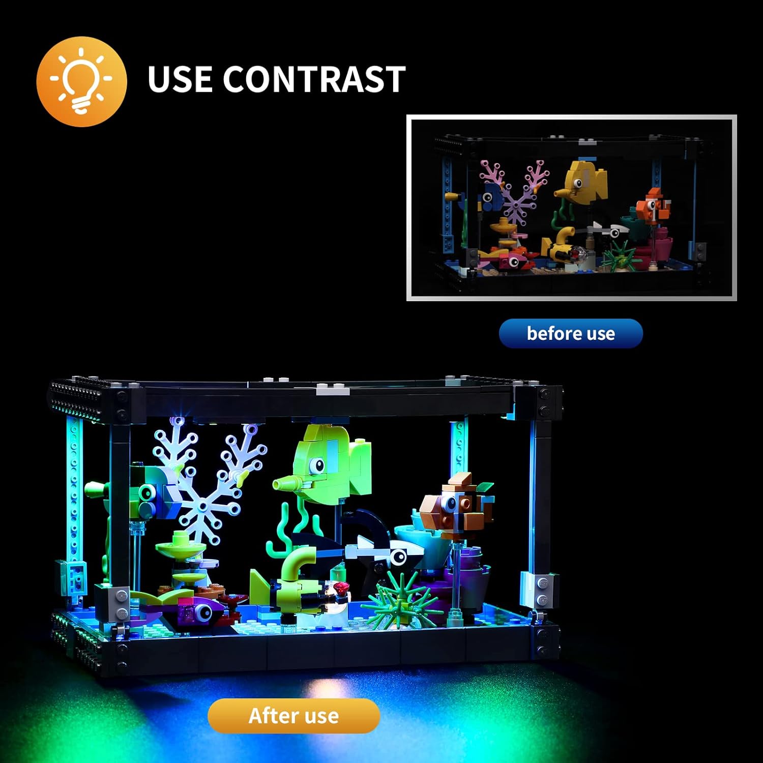 Vaodest Luz LED para Lego 31122 Fish Tank Creator Modelo 3 en 1, diseño y configuración compatible con el modelo 31122 (solo luz LED, no kit de