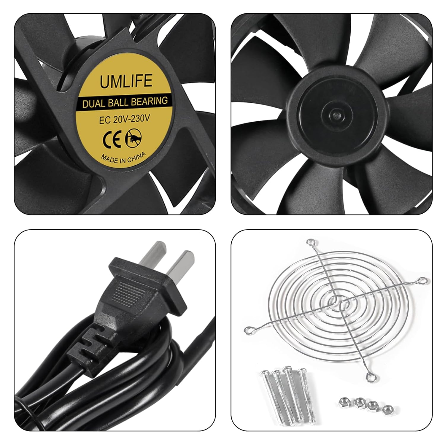 1 unidad EC 4.724 in x 0.984 in rodamientos de bolas dobles 4.724 in x 4.724 in x 0.984 in ventilador de ventilación de refrigeración DIY 110V 115V
