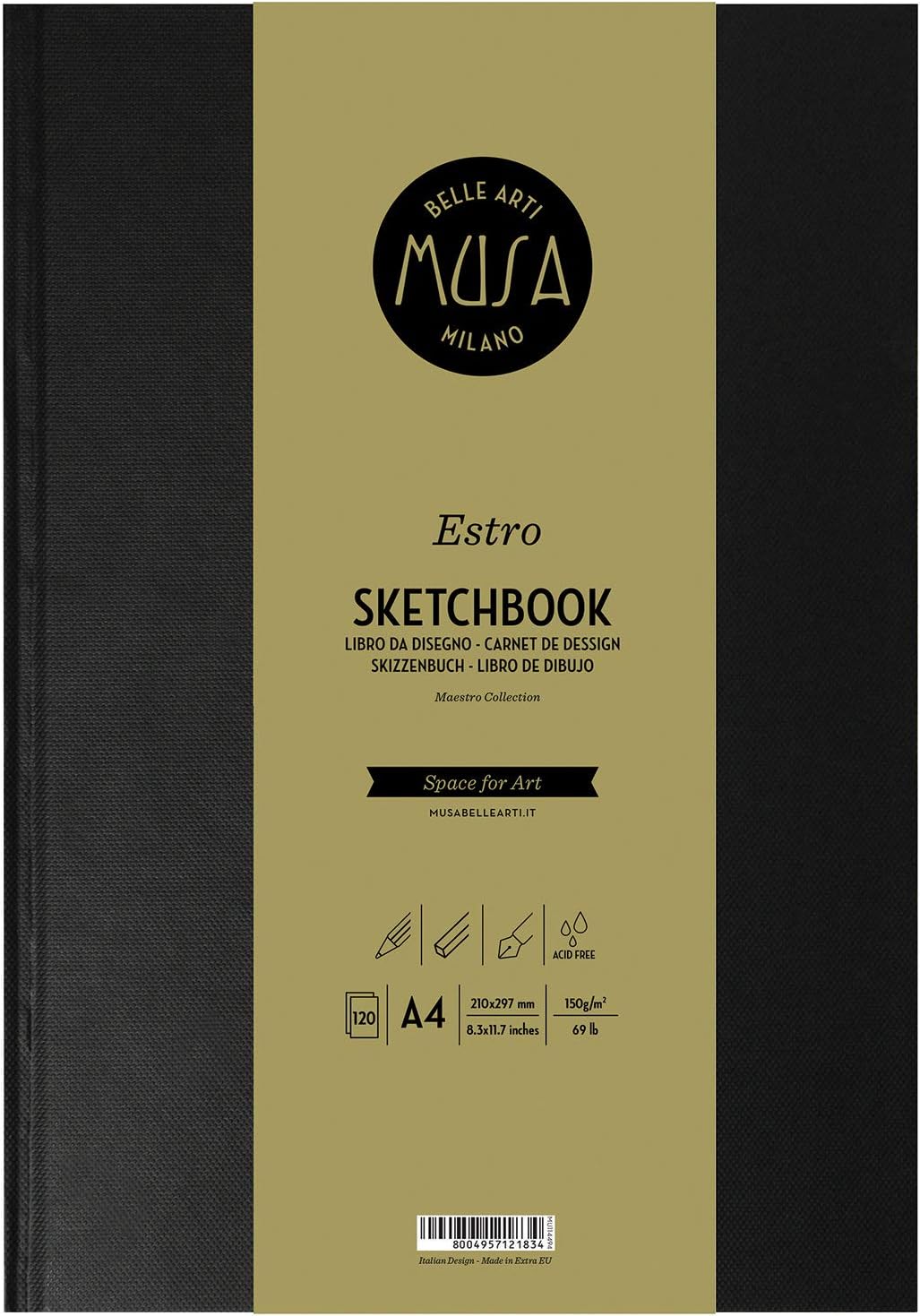 MUSA Estro – Cuaderno de bocetos HARDBACK – A4 (8.25″ x 11.75″)