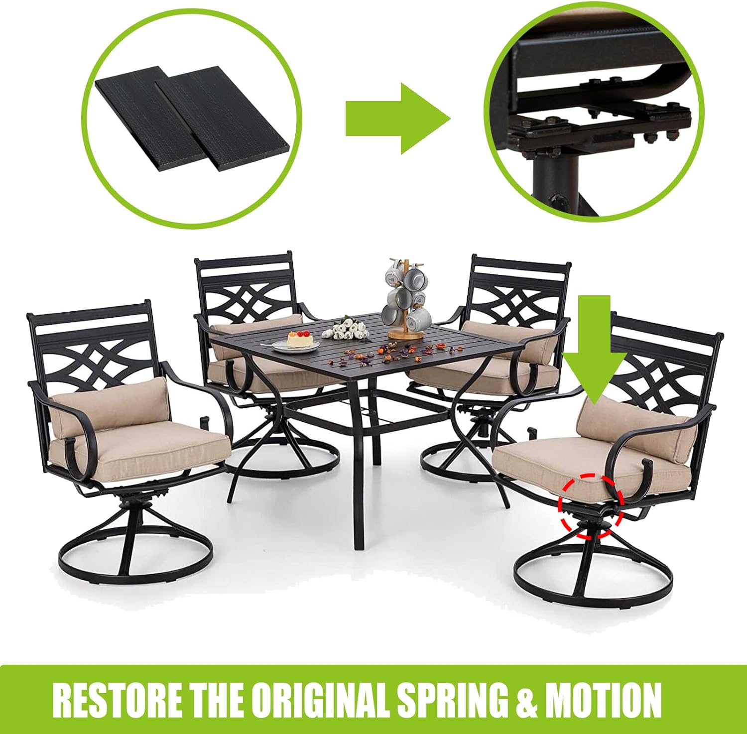 Piezas de repuesto de placa de resorte, placa mecedora de fibra de vidrio para muebles de patio, mecedora giratoria de césped, reparación de silla