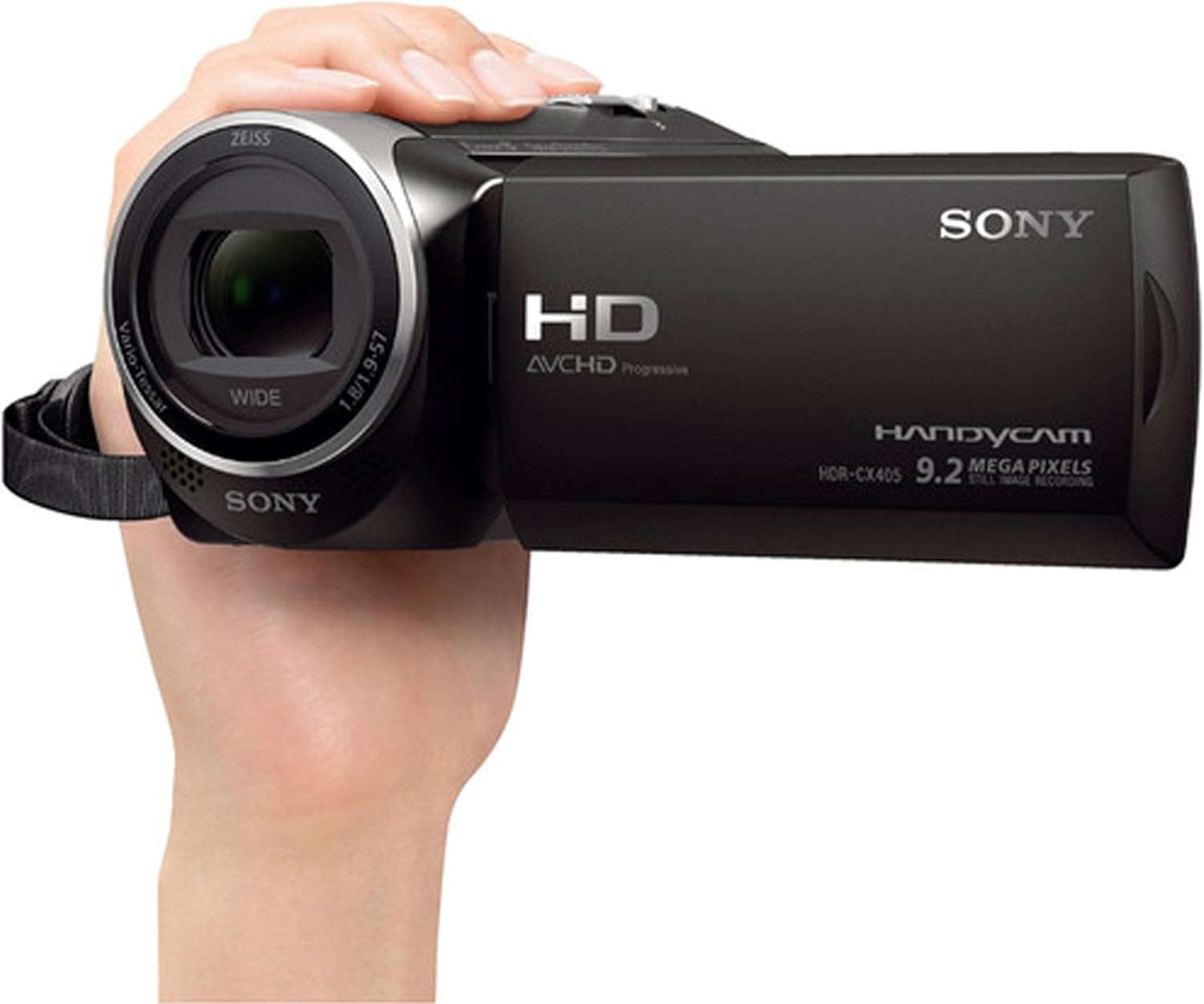 HDR-CX405 HD Handycam con dos tarjetas SD de 32 GB + batería extra + editor de ropa suave de vídeo e imagen y más