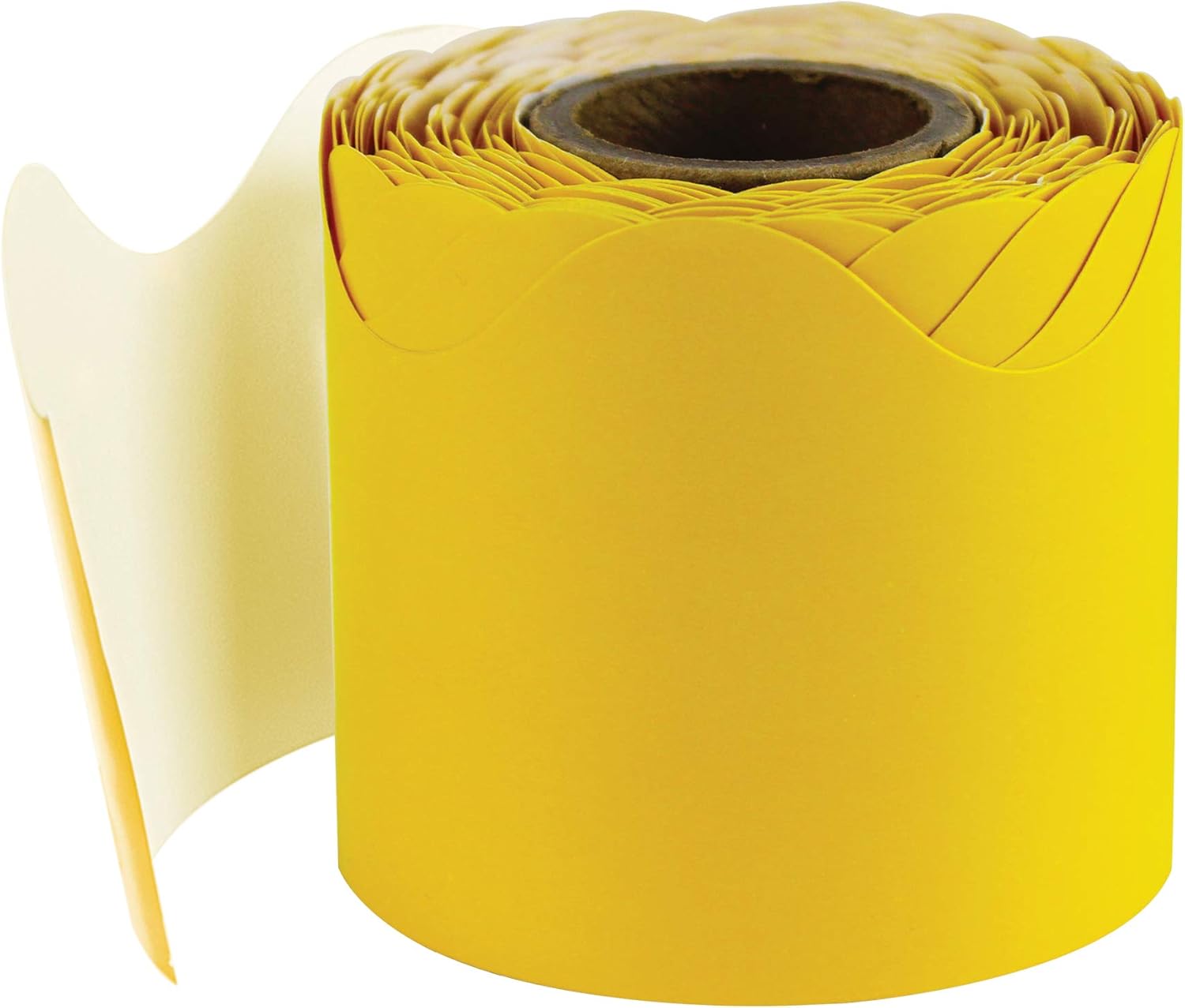 Carson Dellosa – Bordes de tablón de anuncios amarillo festoneado de 36 pies, bordes de aula para tablón de anuncios, pizarra blanca, tablero de