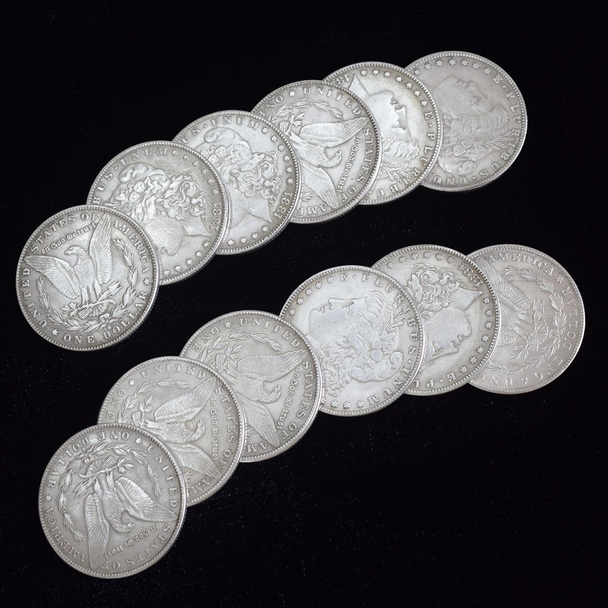 Juego mágico de 12 piezas Morgan Dollar (1.5 in de diámetro) que puede ser atraído por imanes accesorios mágicos utilizados en la