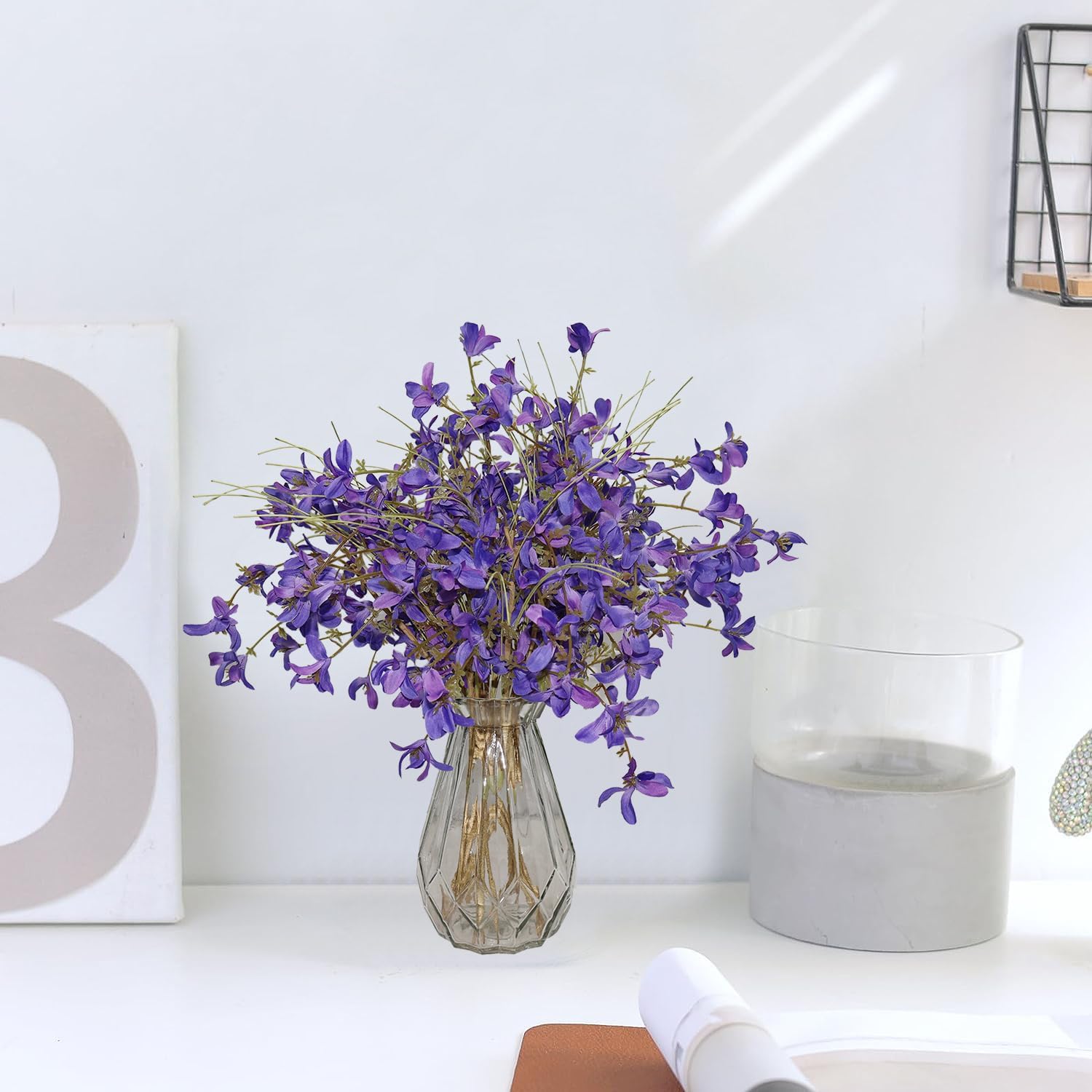 24 flores silvestres rústicas de primavera y verano de 16 pulgadas con tallos para manualidades o jarrón, centros de mesa de boda, ramos de