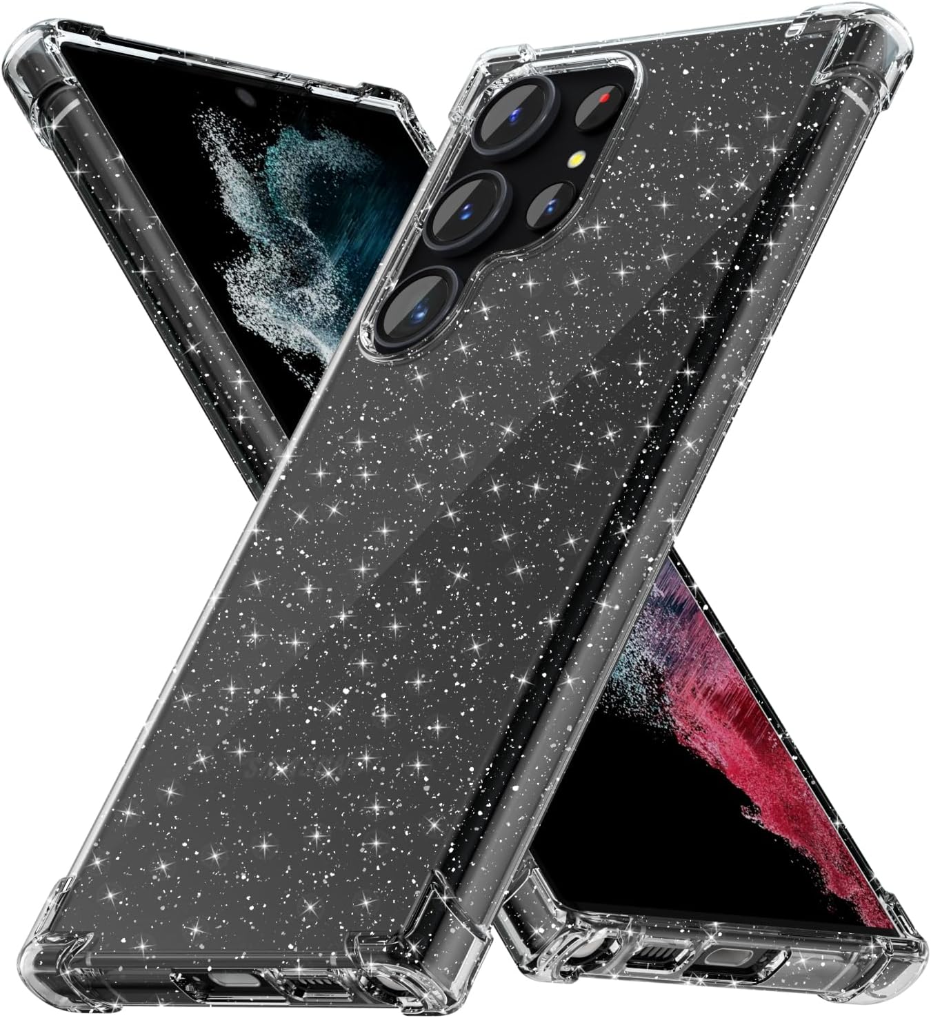Svanove Funda para Samsung Galaxy S22 Ultra con purpurina, bonita funda brillante brillante para mujer, diseño estético, transparente, delgada,