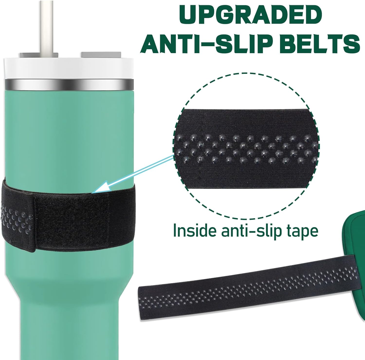 Yialins Bolsa grande para botella de agua para vaso Stanley Quencher, para iPhone 14 Pro Max, iPod Air, tarjetas de crédito, llave (verde)