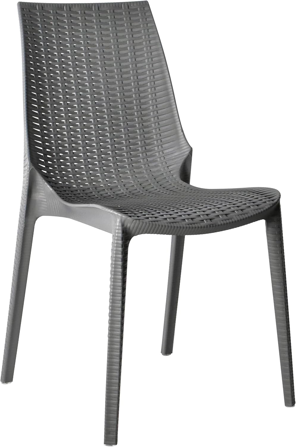 LeisureMod Kent – Silla de comedor apilable moderna para exteriores, color gris