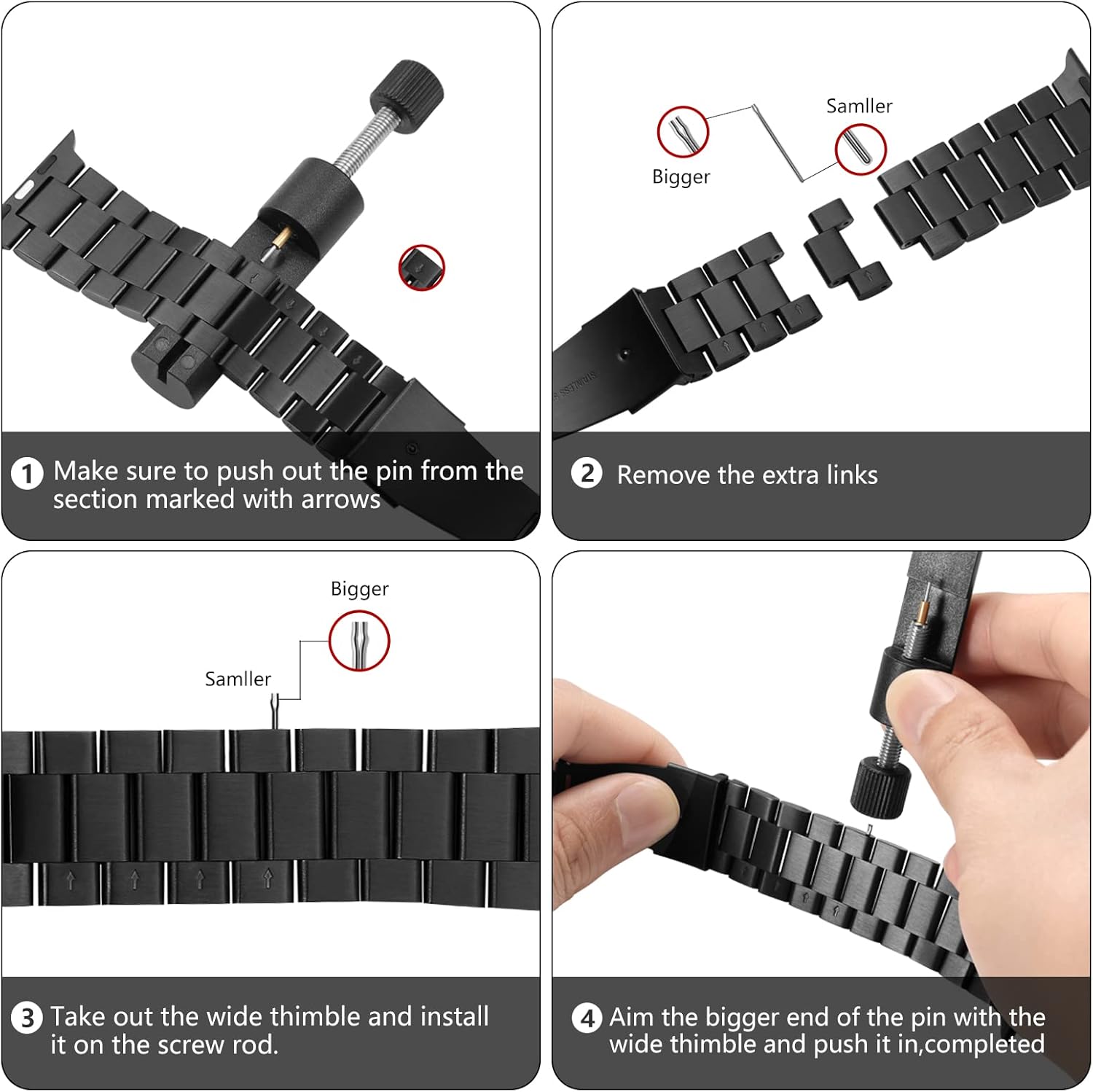 Lerobo Compatible con Apple Watch Band Ultra de 1.929 in 1.732 in 1.772 in 1.654 in 1.496 in 1.575 in 1.614 in, correa de metal de acero inoxidable