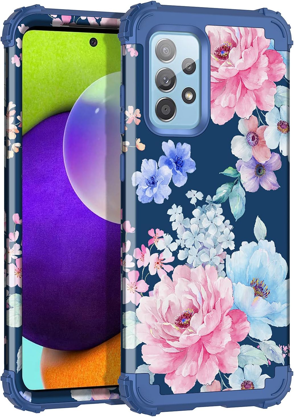 Rancase Funda compatible con Galaxy A52 5G, tres capas resistentes a prueba de golpes, protección de plástico duro + funda protectora de goma de