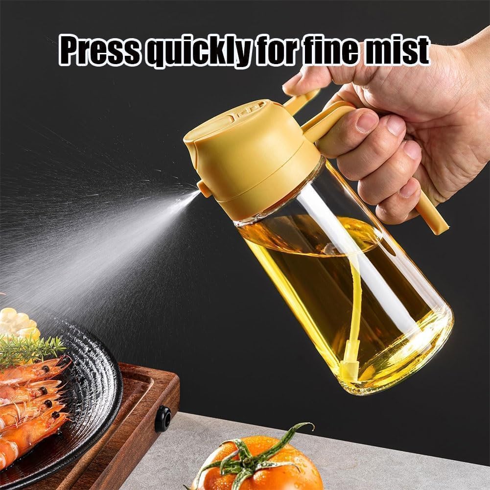 Anatoeway Botella dispensadora de aceite de 16 onzas para cocina, dispensador de aceite de oliva 2 en 1 y rociador de aceite, rociador de aceite