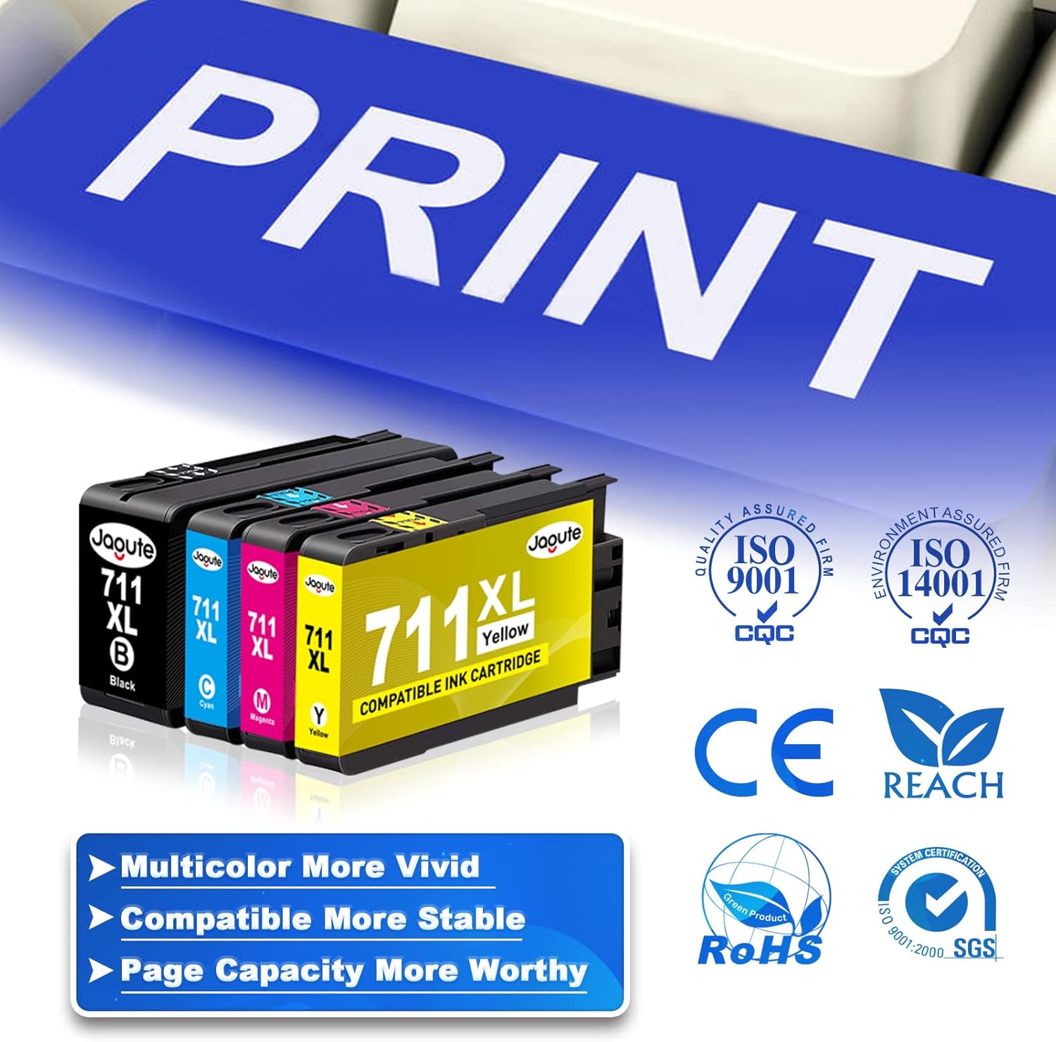 Jagute 711XL 711 – Cartuchos de tinta de repuesto para HP 711 XL, funciona con impresoras HP Designjet T100 T120 T520 de 24 pulgadas y 36 pulgadas
