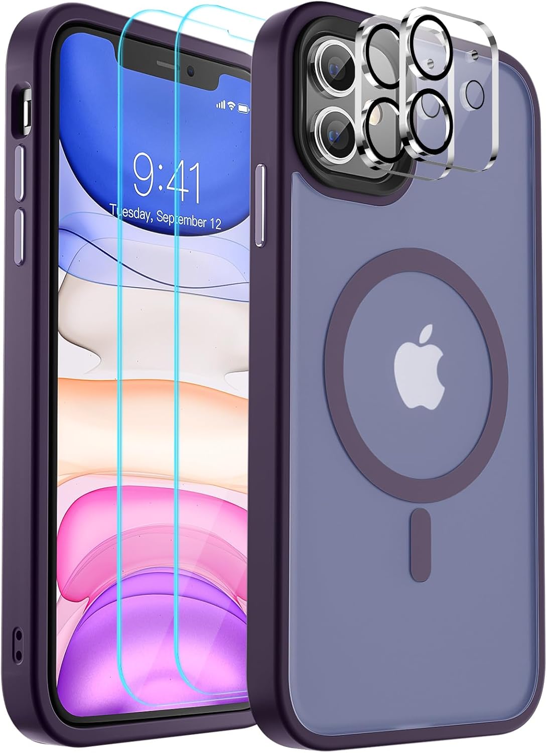 SUPFINE Funda magnética para iPhone 11, compatible con MagSafe, protección contra caídas de grado militar de 10 pies, 2X protector de pantalla de