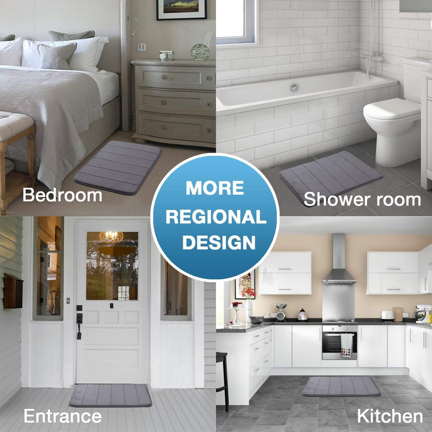 Tapete de baño geométrico con diseño de árbol de Navidad, con diseño de árboles de Navidad sobre azul, tapete de baño antideslizante de felpa suave,