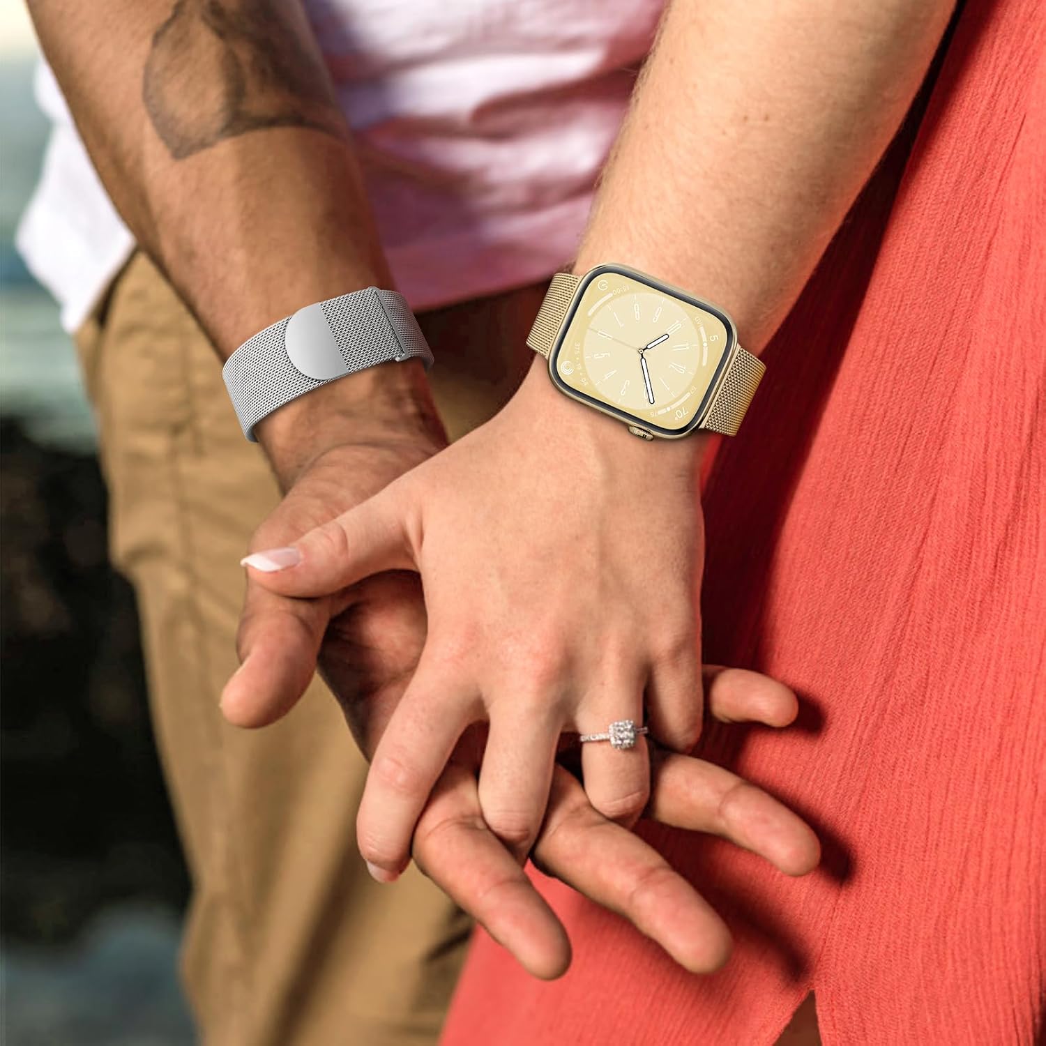 ZALAVER Correa de metal compatible con correas de Apple Watch de 1.496 in 1.575 in 1.614 in 1.654 in 1.732 in 1.772 in 1.929 in para mujeres y