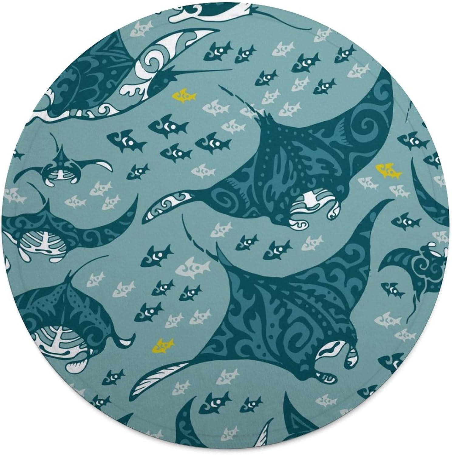 Sea Depth Manta redonda con diseño de peces y rayas para sofá, cama, manta decorativa estética para viajes, camping, manta cómoda, 60 pulgadas