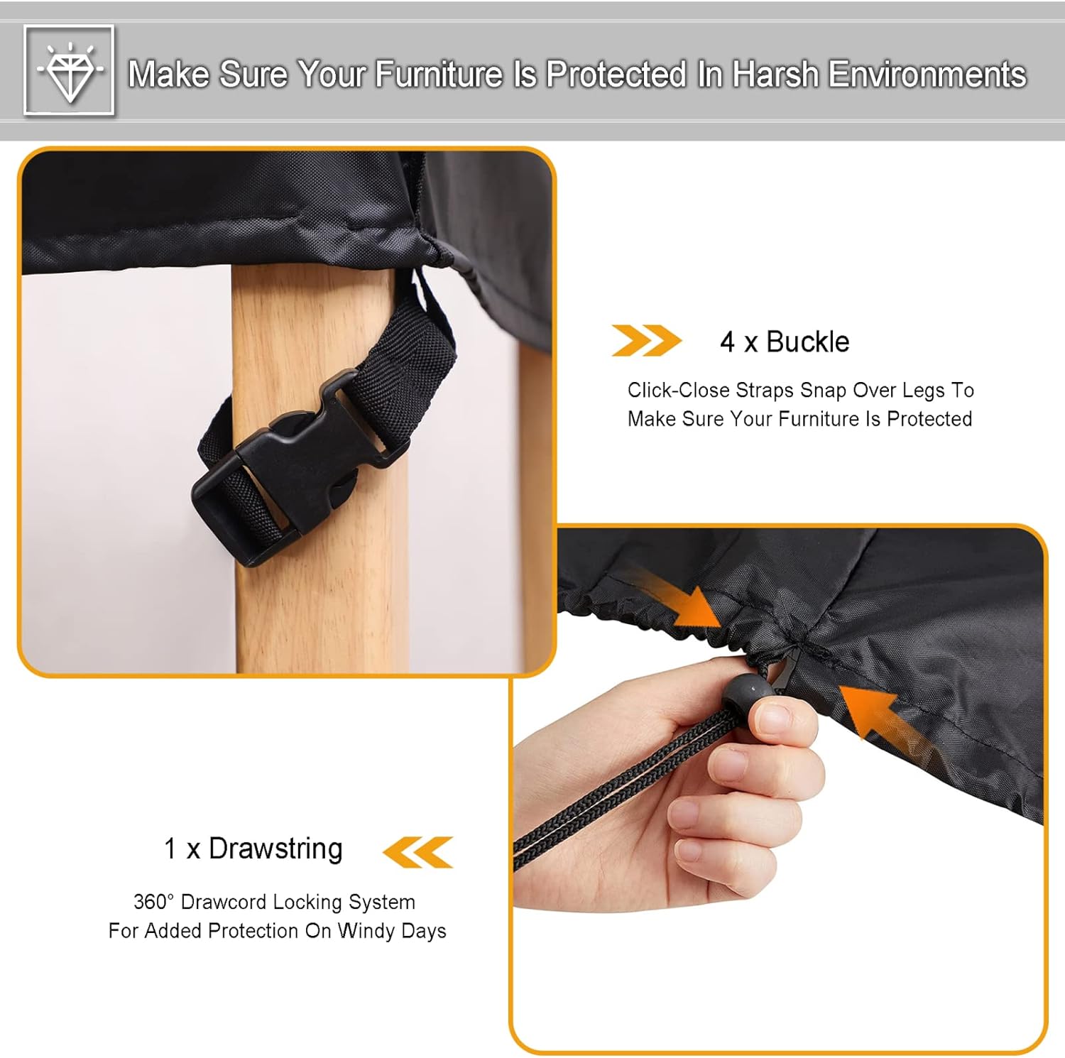 Funda para mesa de exterior, impermeable, para exteriores, juego de muebles de mesa de patio, impermeable, protectora para sillas de mesa de jardín,
