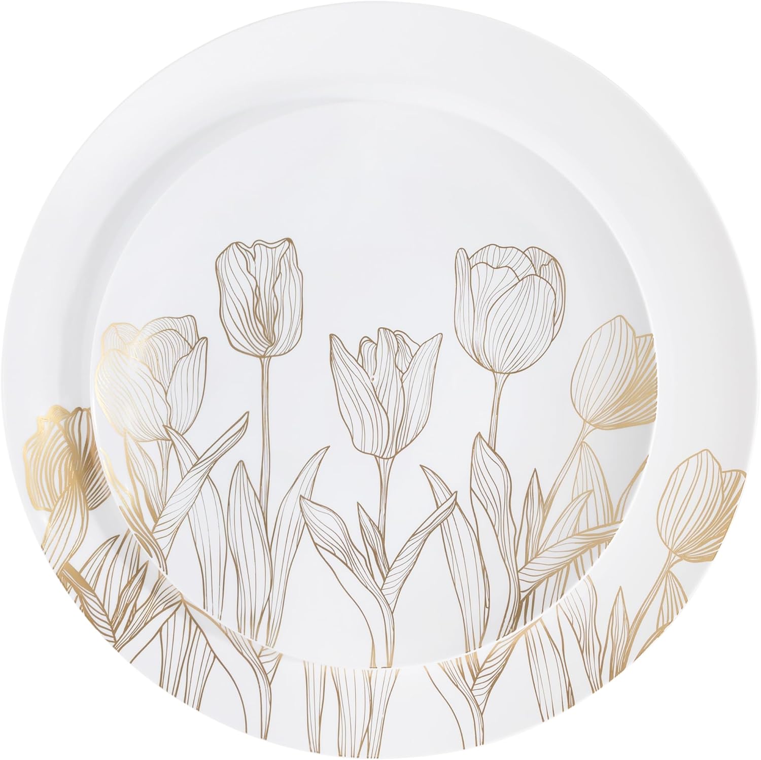 PLASTICPRO Juego de 32 elegantes platos desechables de plástico que incluye 16 platos llanos y 16 platos de ensalada, platos de fiesta resistentes y