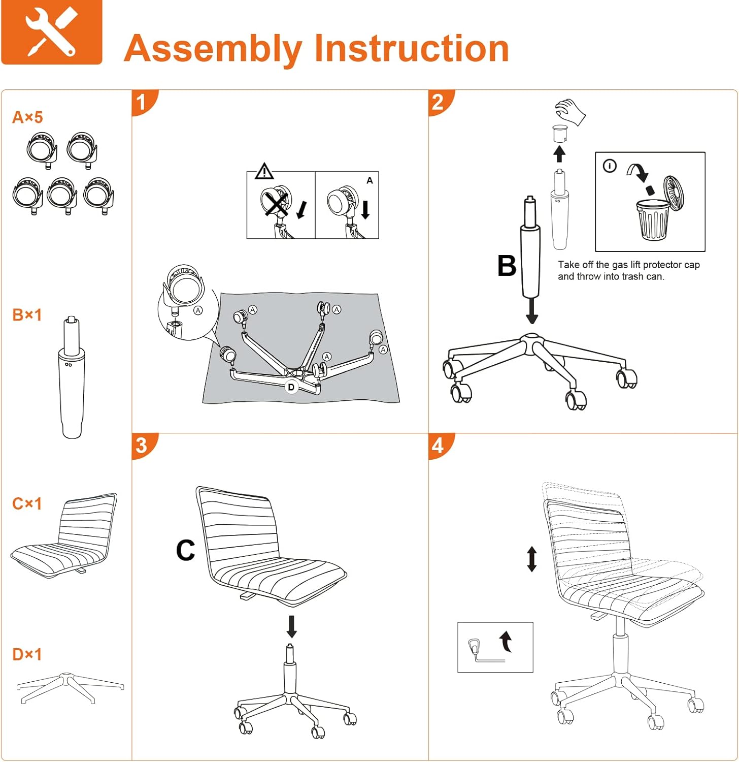 Furnimart Silla de escritorio de terciopelo sin brazos para oficina en casa, sillas de tareas ajustables, silla de oficina tapizada giratoria